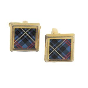 VINTAGE HICKOK TARTAN PLAID DESIGN CUFFLINKS